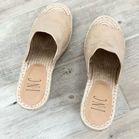 INC Beige Platform Scalloped Camile Wedge Espadrille Sandals - Picture 3 of 8